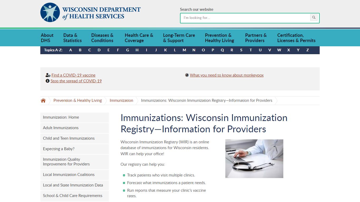 Wisconsin Immunization Registry (WIR): Health Care Providers and Local ...